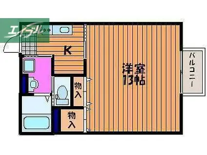 ドムス フローラ B棟(1K/2階)の間取り写真