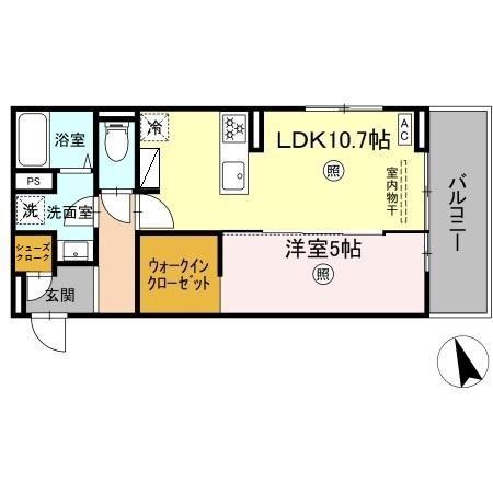 PREMILIFE須賀II(1LDK/2階)の間取り写真