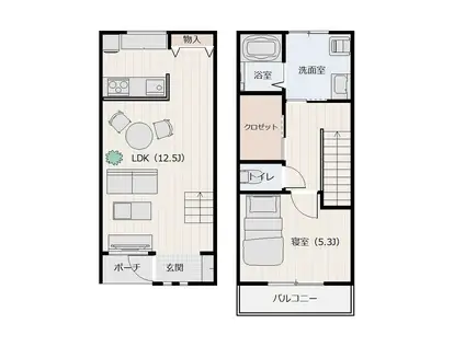 SQUARE PITII(1SLDK/1階)の間取り写真