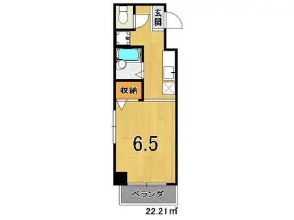 フルーヴコート(1K/4階)の間取り写真
