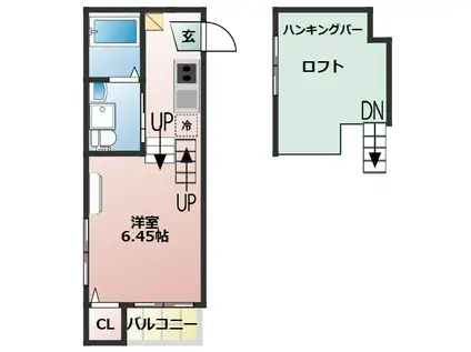 CHALET 涼風テラス(1K/1階)の間取り写真