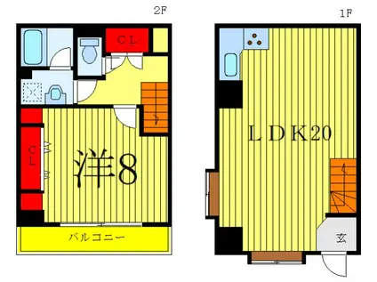 グリーンビレッジ(1LDK/1階)の間取り写真