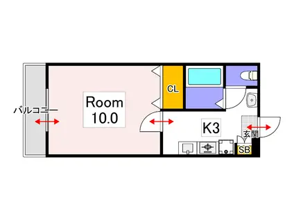 グランディール 373(1K/2階)の間取り写真