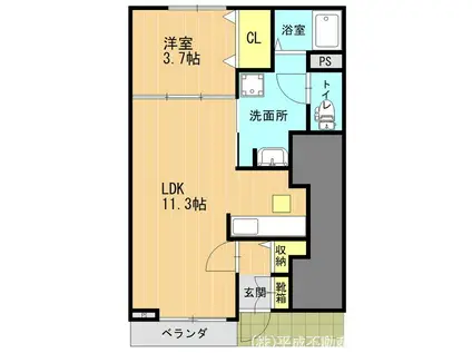 Pル・パレ(1LDK/1階)の間取り写真