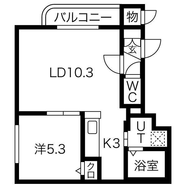 ウエストヴィラ(1LDK/4階)の間取り写真