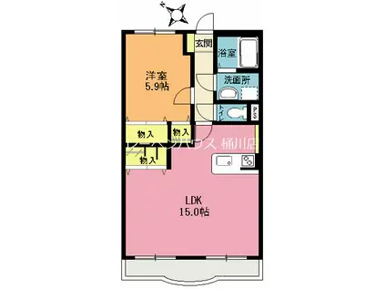 アメニティパレスA棟(1LDK/1階)の間取り写真