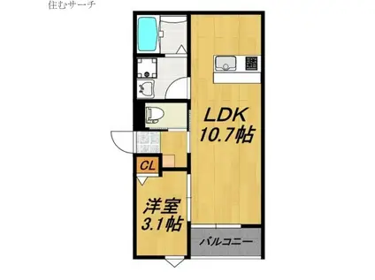 LECOCON四日市IX(1LDK/3階)の間取り写真