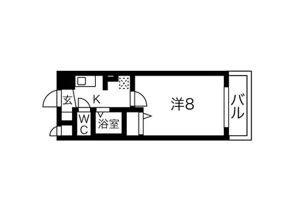 ベル名駅(1K/6階)の間取り写真