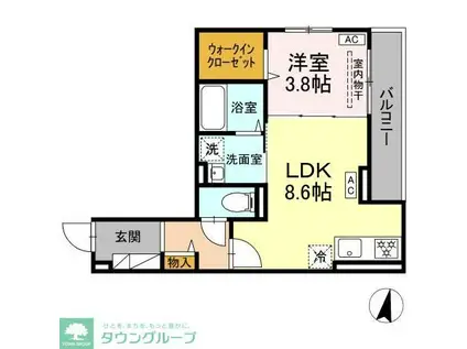 D PAINA 浅田(1LDK/3階)の間取り写真