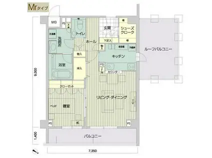 メイビル向陽町(1LDK/3階)の間取り写真