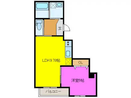 グランドガーデン ボンサンテ(1LDK/8階)の間取り写真