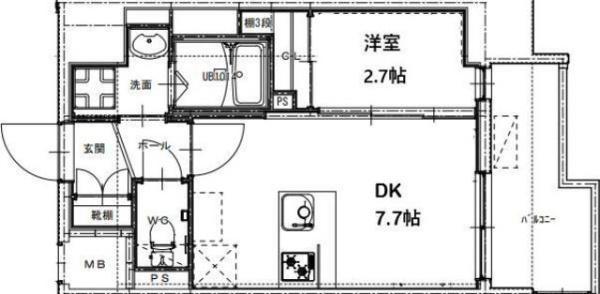 RESIDENCE花畑(1DK/7階)の間取り写真