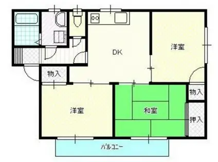 ボヌール岡光(3DK/2階)の間取り写真