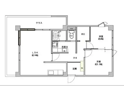 グランテラス駅南(2LDK/1階)の間取り写真