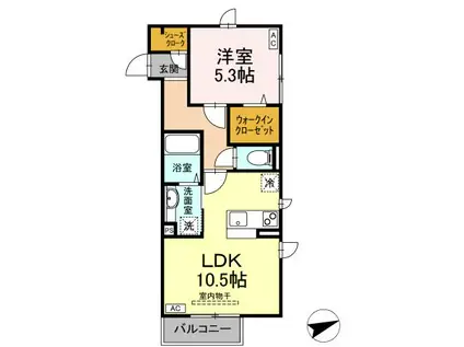 ウエストバード(1LDK/2階)の間取り写真