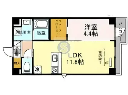 RIVIERE GAUCHE 谷町六丁目(1LDK/11階)の間取り写真