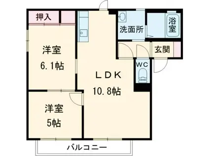 コスモタウン森岡II A棟(2LDK/2階)の間取り写真