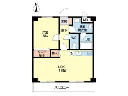 プランドールY(1LDK/1階)の間取り写真