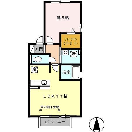 ピーノ・アーレC(1LDK/2階)の間取り写真