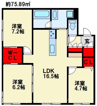 シャーメゾンステージ青葉(3LDK/1階)の間取り写真