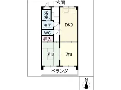 サンメゾン平針(2DK/9階)の間取り写真