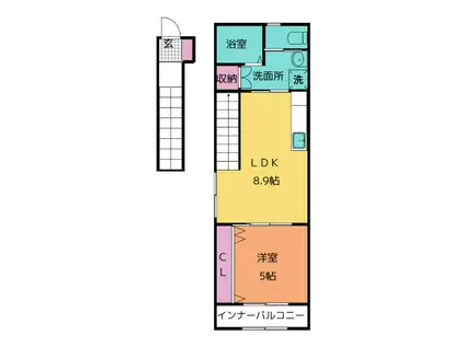 LA FORET本町(1LDK/2階)の間取り写真