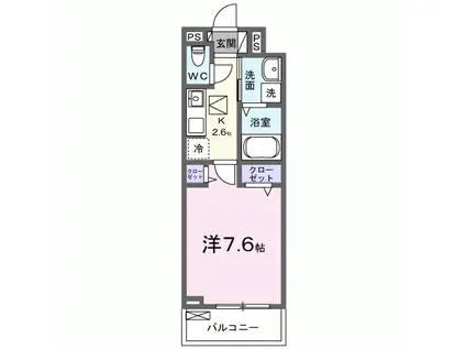 ラ・リノII(1K/1階)の間取り写真