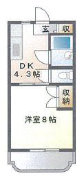 クレイドル(1DK/3階)の間取り写真