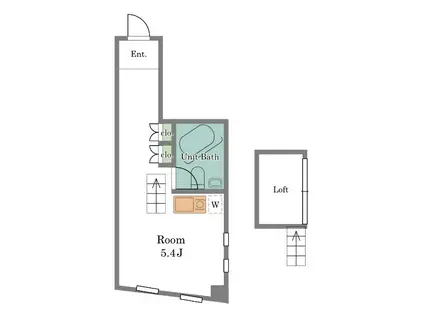 カサメヒカーナ(ワンルーム/2階)の間取り写真