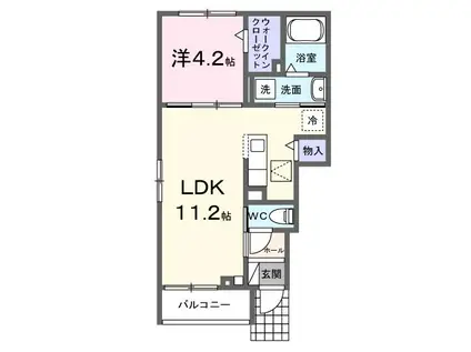 ハイムS(1LDK/1階)の間取り写真