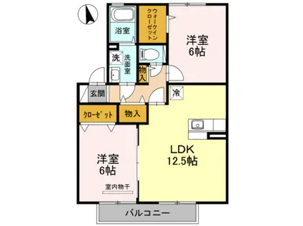 MAEDE TOWN B棟(2LDK/2階)の間取り写真