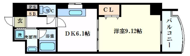 メルベーユコート(1DK/8階)の間取り写真
