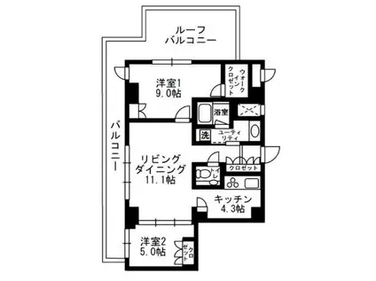 アーバンパーク代官山II(2LDK/7階)の間取り写真