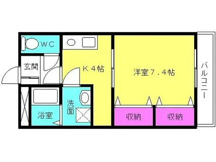 アビタシオン(1K/1階)の間取り写真