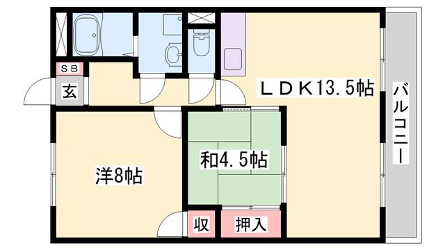 メゾン・ボヌール(2LDK/3階)の間取り写真