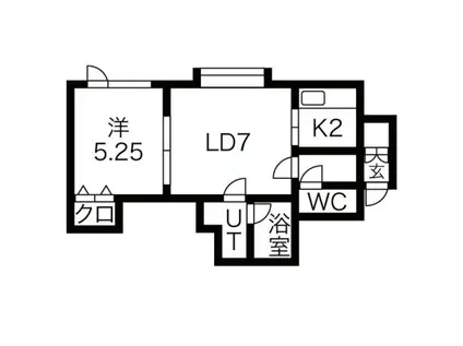 ドメスティ・プレサージュ(1LDK/1階)の間取り写真