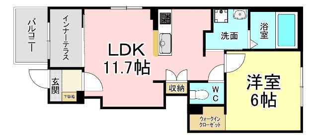 ブドワール(1LDK/1階)の間取り写真