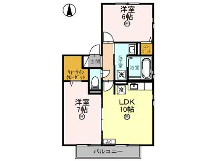 リビングタウン渕B(2LDK/2階)の間取り写真