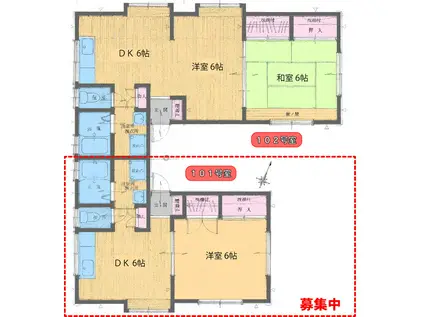 ソシアル南仙北(1DK/1階)の間取り写真