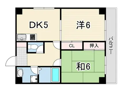 ハイツヤマトIII(2DK/2階)の間取り写真