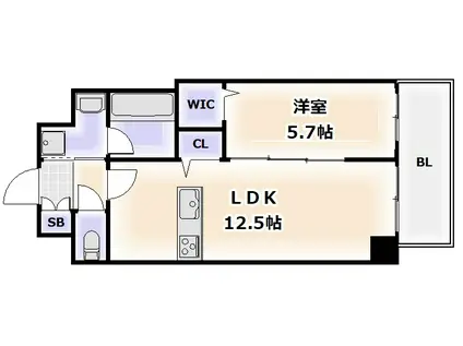 ジョイアナンバ(1LDK/8階)の間取り写真