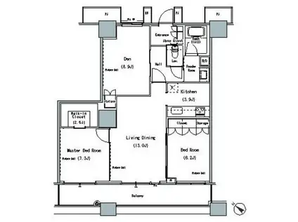 ザ 東京タワーズ ミッドタワー(2SLDK/4階)の間取り写真