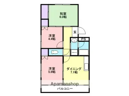 ハイツこかわ(3DK/1階)の間取り写真