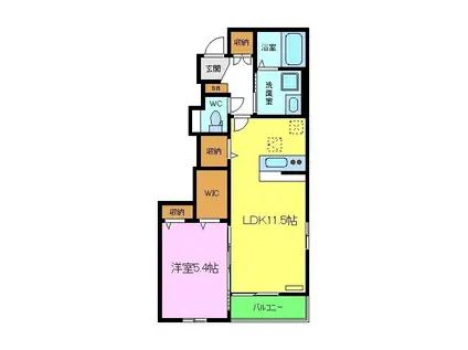 グランディール(1LDK/1階)の間取り写真