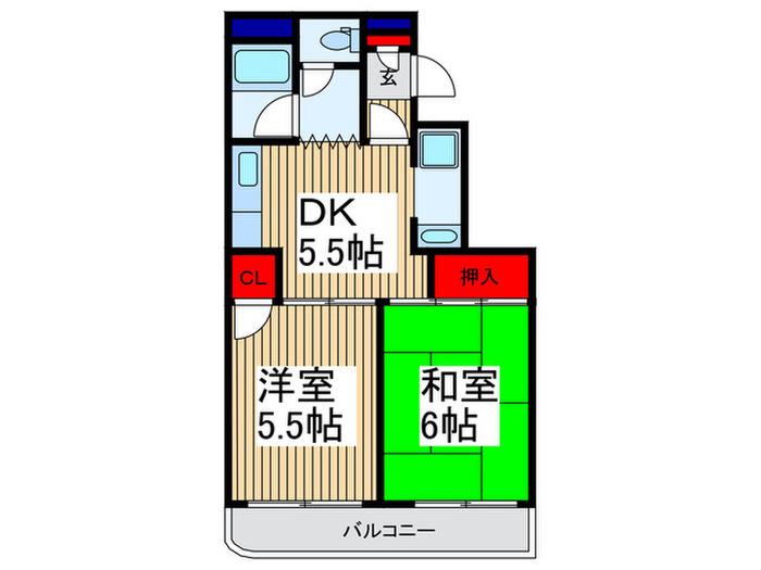 ロイヤルメイゾン(2DK/4階)の間取り写真