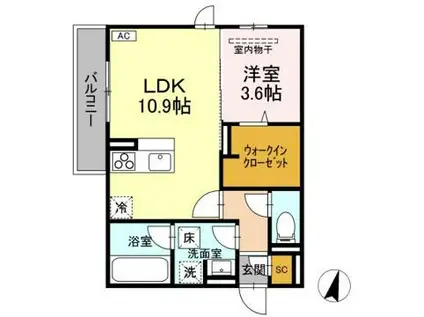 D-ROOMCIX(1LDK/1階)の間取り写真