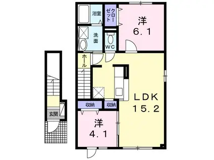 フローラ(2LDK/2階)の間取り写真