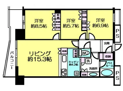 キャピタルマークタワー(2SLDK/17階)の間取り写真