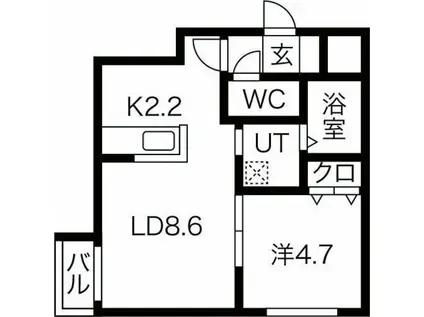 スリーナインXY(1LDK/1階)の間取り写真