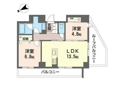 ペールクレスト上麻生(2LDK/4階)の間取り写真